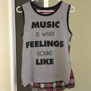 "Music Is What Feelings Sound Like" No Sleeve Tee